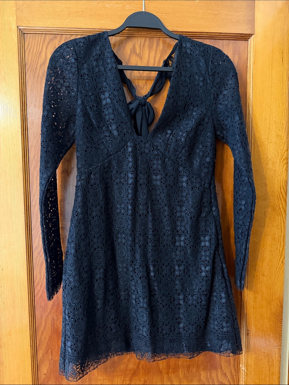 Free People Black Lace Long-Sleeve Dress